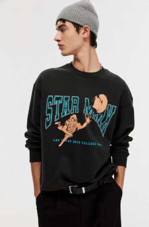 loose fit print sweater