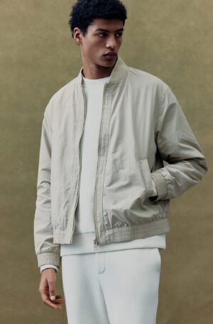 regular fit nylon bomber jacket