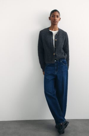 textured knit cardigan