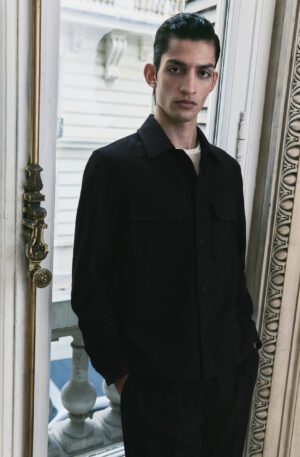 regular fit textured weave overshirt