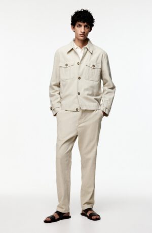 regular fit linen blend pants