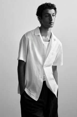 regular fit linen blend resort shirt